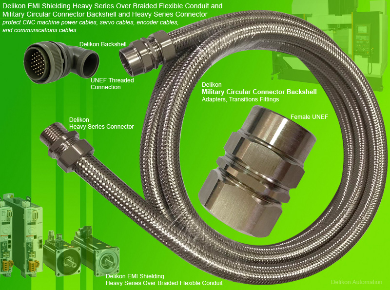 [CN] Delikon Heavy Series Over Braided Flexible Conduit with MS Adapter for Servo Motor Cable in industrial machines automation.